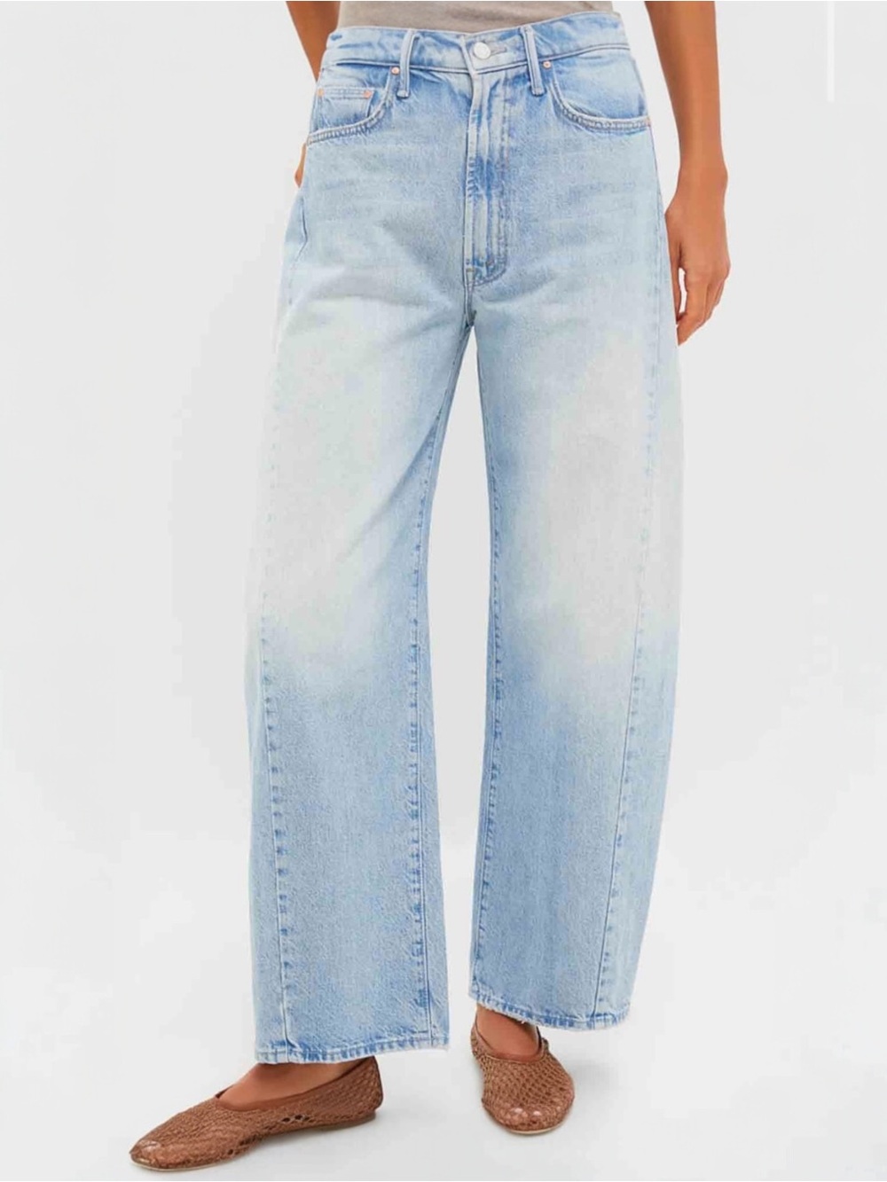 MOTHER Superior The Full Pipe Flood in Back Pedal Bowed Barrel Leg Jeans 33 - Picture 2 of 16